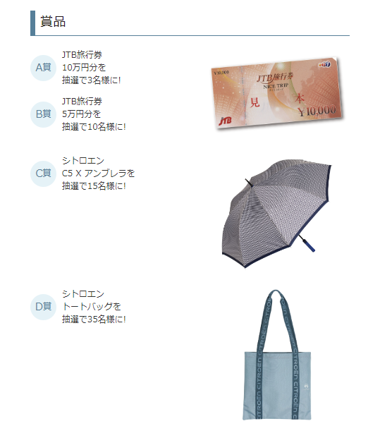 抽選でJTB旅行券などが当たります。